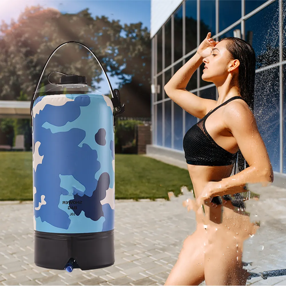 الحديثة الاستحمام 10L PVC للماء مضخة القدم خفيفة الوزن نفخ حمام الضغط دش المياه حقيبة حقيبة استحمام