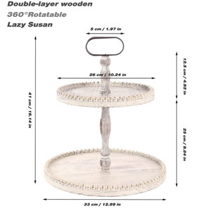 <span class=keywords><strong>Étagère</strong></span> <span class=keywords><strong>à</strong></span> <span class=keywords><strong>épices</strong></span> vintage <span class=keywords><strong>à</strong></span> deux niveaux, de type debout, <span class=keywords><strong>en</strong></span> bois, avec plateau rond de service - Product Image 5