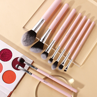 BEILI vente chaude brillant rose doux cheveux synthétiques végétalien maquillage ensemble de pinceaux avec support accepter la personnalisation