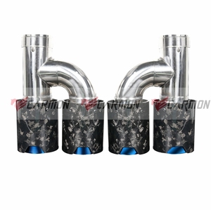 Punta de escape de fibra de carbono forjada tipo H doble con acabado azul quemado y tubo silenciador de acero inoxidable 304 para <span class=keywords><strong>BMW</strong></span> M Performance - Product Image 2