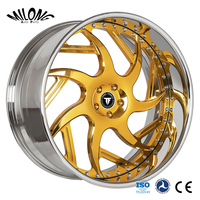 Jantes de voiture de luxe chromées or brossé 22 24 26 28 pouces 5x112/114.3/120 2 pièces à lèvre inversée en alliage forgé