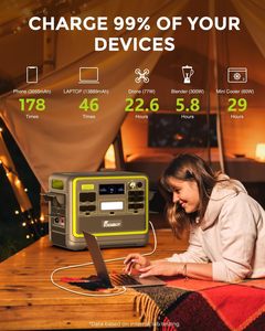 Station d'alimentation portable Fossibot F2400 2400W 2048Wh grande capacité, entrée solaire + AC, utilisation en extérieur, camping, maison, alimentation de secours, LiFePO4 - Product Image 5