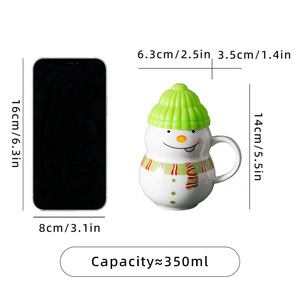 Vente en gros <span class=keywords><strong>pas</strong></span> <span class=keywords><strong>cher</strong></span> personnalisé drôle bonhomme de neige dessin animé tasses et mugs en porcelaine mignon tasse à café en céramique avec couvercle - Product Image 3