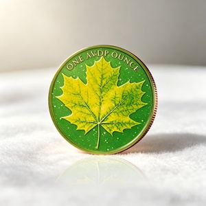 Pièce de monnaie de défi personnalisée en cuivre pur de 1 oz, motif 2D Arbre de Vie et feuille d'érable, pour collection sur la nature et cadeau décoratif - Product Image 2