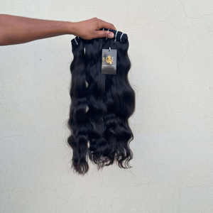 PELO DE TEMPLO INDIO CRUDO SIN PROCESAR, 100% CUTÍCULAS NATURALES ALINEADOS PAQUETES DE CABELLO CON CIERRES frontales - Product Image 2