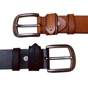 Ceinture formelle vintage pour homme en cuir de vache véritable 100% original noir, écologique, imperméable, boucle en acier, largeur 38 cm, B S - Product Image 2