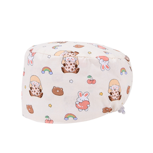 Cuffia chirurgica unisex in cotone tinta unita con logo regolabile, per medici e infermieri, copricapo medico per capelli. - Product Image 3