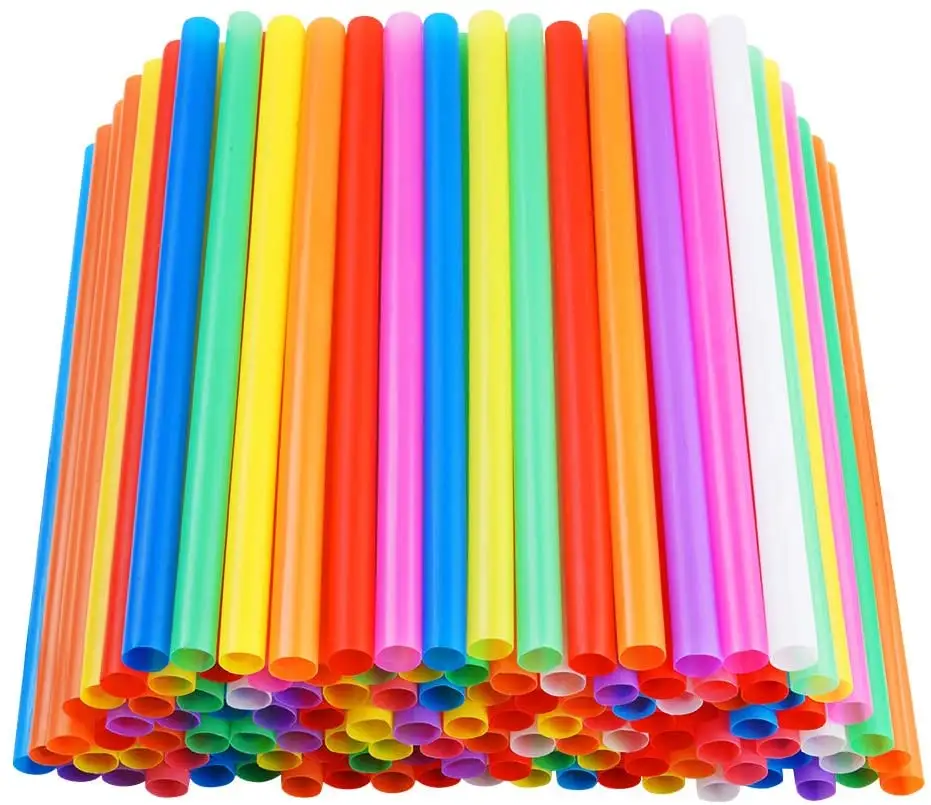 100 Pcs Jumbo Smoothie Rietjes, kleurrijke Wegwerp Plastic Grote Brede Mouthed Milkshake Stro (0.43 "Diameter En 8.2" Lang)