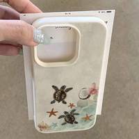 Coque de téléphone pour iPhone 18 13 11 XR 17 13 Pro Max, motif imitation cuir, thème marin, tortues marines