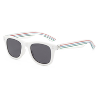 NWO T1728 Lunettes de soleil carrées à monture intégrale, à clous et dégradé, protection UV400, style rétro, branches à rayures originales, unisexe