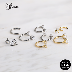 VORA Gioielli <span class=keywords><strong>per</strong></span> il corpo Piercing in Titanio ASTM F136, Barbell Circolare in Titanio, Anello a Ferro di Cavallo con Zirconia Cubica <span class=keywords><strong>per</strong></span> Septum, Trago, <span class=keywords><strong>Helix</strong></span>, Labret - Product Image 2