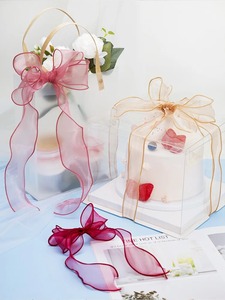 Wholesale Recycled Wired Double Face Glitter Printed Organza <b>Ribbons</b> Solid Color Gift Packaging Decorations <b>Wedding</b> Party Favor - Product Image 4