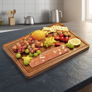 Planche à découper en bois rustique avec poignée, planche à découper rectangulaire, planche de préparation et de service pour la cuisine, pour la maison et les restaurants - Product Image 6