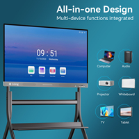Pizarra Electrónica Táctil IR de 55 Pulgadas 4K con 20 Puntos de Contacto, Pizarra Inteligente con Sistema Operativo Android/Windows, PC Todo en Uno para Uso Interactivo en el Aula, A+