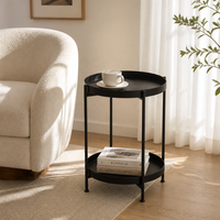 Table d'appoint en métal de style nordique, table ronde à deux niveaux, petite table basse pour salon, canapé, chevet, décoration minimaliste