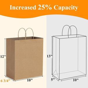 Sacs de shopping en papier kraft brun recyclé avec logo personnalisé imprimé, avec poignées torsadées, emballage pour vêtements de vente au détail, 10x6.75x12 - Product Image 2