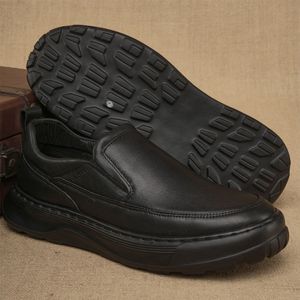 Mocassins en cuir véritable pour homme, bout rond, à enfiler, semelle extérieure en caoutchouc confortable, chaussures décontractées toutes saisons - Product Image 3