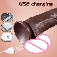 Dildo réaliste télécommandé géant en silicone liquide marron, grand, souple, rétractable, jouet sexuel pour femmes