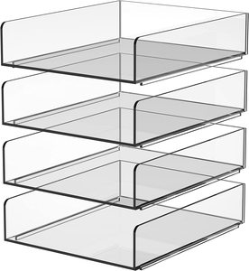 Khay Đựng Tài Liệu <span class=keywords><strong>Acrylic</strong></span> Có Thể Xếp Chồng Lên Nhau 4 Tầng Khay Sắp Xếp Tài Liệu Văn Phòng Để Bàn, Không Cần Lắp Ráp Khay Sắp Xếp Tài Liệu - Product Image 1