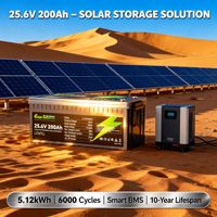 Baterai LiFePO4 25.6V 24V 200Ah Deep Cycle untuk Solar, Marine, dan RV