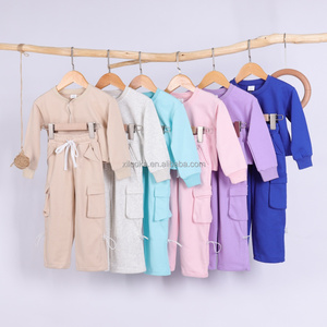 Set di <span class=keywords><strong>Abbigliamento</strong></span> per Bambine all'Ingrosso, Completo Primaverile e Autunnale in Cotone con Felpa e Pantaloni Jogger, <span class=keywords><strong>Abbigliamento</strong></span> Personalizzato per Bambini - Product Image 1