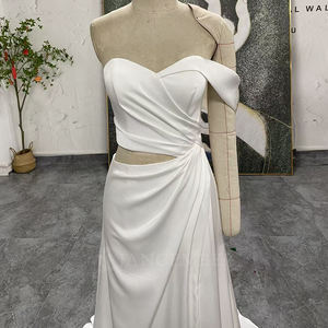 Vestido de Novia Satinado Jancember LSSG156, Vestido de Novia de Un Solo Hombro, Corte en A, Vestido de Novia Moderno para Boda <span class=keywords><strong>Civil</strong></span> - Product Image 3