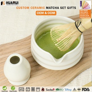 Personalizado Bege Japão Grés Chawan Matcha Chá Tigela De Cerâmica Conjunto com Bic Handmade Japonês Katakuchi Matcha Copos De Cerâmica - Product Image 3