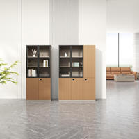 Archivador Modular Moderno con Puerta de Vidrio Transparente y Almacenamiento Inferior con Cerradura para Espacio de Trabajo Ejecutivo