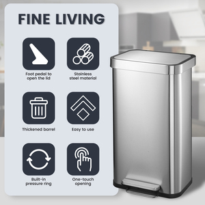 علب إعادة تدوير أوتوماتيكية مخصصة سعة 50 لتر ومستشعر 13 جالون للمطبخ من الفولاذ المقاوم للصدأ سلة مهملات قمامة ذكية للمطبخ - Product Image 5