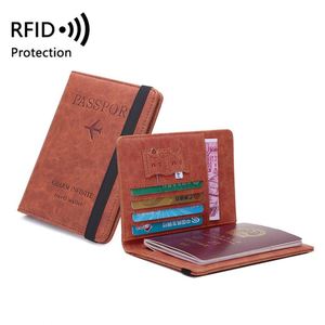 High Quality <b>Mens</b> Travel Pu Leather <b>Rfid</b> Blocking Passport Holder Case <b>Wallet</b> Custom Print Designer Passport Cover - Product Image 1