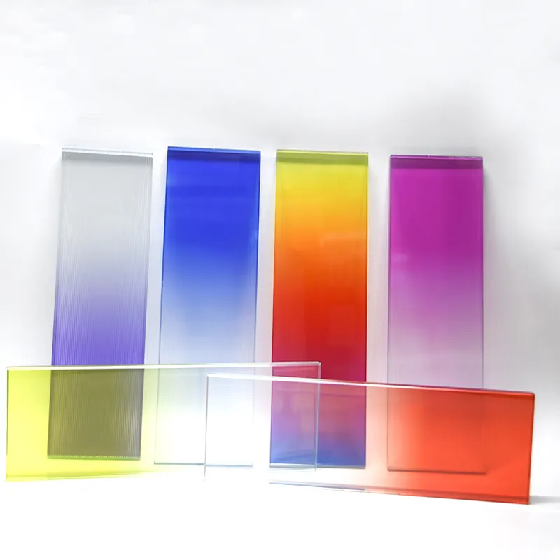 Vidrio laminado con gradiente de Color, vidrio templado transparente esmerilado personalizado, decorativo de construcción