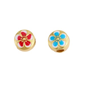 Perles intercalaires en émail cloisonné motif fleur de pêcher doré effet goutte d'huile, matériaux de fabrication de bijoux DIY, vente en gros - Product Image 5