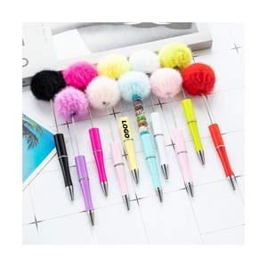 <b>Creative</b> DIY Fluffy Ballpoint Pen with Beads, Personalized Cute Promotional <b>Gift</b>, Wholesale Adorable Furry Pens - Product Image 1