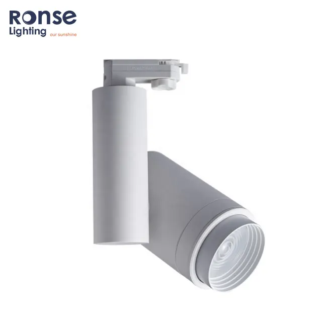 RONSE โคมไฟในร่มอลูมิเนียมสีดําปรับหัวเลื่อนรางสปอตไลท์ 10W 15W 20W 30W 40W Zoomable LED ไฟติดตาม