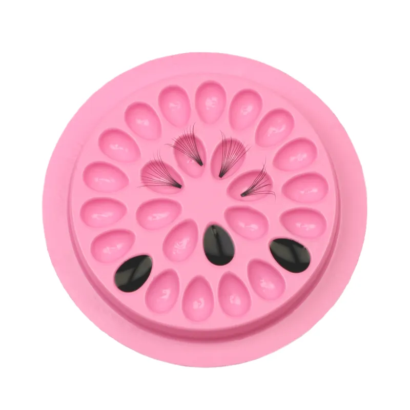 High Quality Round Shape Base Makeup False Sticker Holder Glue Extension Flower Plastic Eyelash Gasket Tray Disposable Pallet