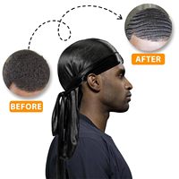 Logo personnalisé quantité minimale de commande bas 19 couleurs Silky Durag avec longue queue large sangle pour hommes femmes Soie Satin Durag Headwraps Wave Cap