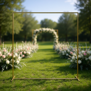 Arco de Boda Metálico Dorado 200x50x200cm Cuadrado con Parte Superior Plana Extra Grande para Decoración de Ceremonias al Aire Libre - Product Image 2