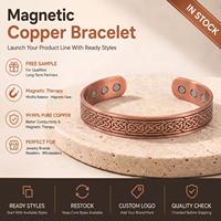 Joyería Magnética de Cobre Puro, Brazalete Ajustable de Estilo Vintage con Patrón Tejido en Relieve, Regalo al por Mayor