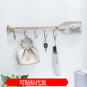 Wooden Oar <b>Wall</b> <b>Hook</b> 80CM Retro Style With Fish Design For Coat And Cap Storage - Product Image 5