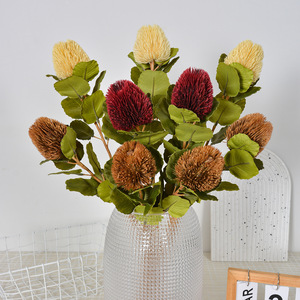 Fleurs artificielles en bois de banian, branche unique, soie plastique, toucher naturel, décoration de mariage - Product Image 5