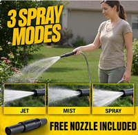 Tuyau d'arrosage en acier inoxydable BSCI 50FT, norme ANSI, diamètre 14 mm, haute pression, anti-plis, robuste, anti-UV, pulvérisation 10 fonctions pour jardin