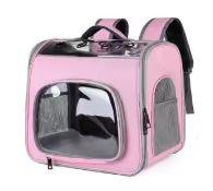 Transparent Mesh Pet <b>Backpack</b> Carrier Soft-Sided Zipper Closure Breathable Oxford Material Gray Color for <b>Cats</b> - Product Image 2