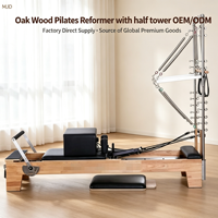 Reformer Pilates Professionnel en Bois de 2660 mm avec Demi-Tourneuse, Cadre en Chêne Anodisé, Équipement de Yoga de Luxe pour Usage Commercial