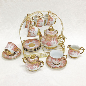ชุดน้ำชาลายดอกไม้สไตล์ยุโรปโบราณ 15 ชิ้น พร้อมกาน้ำชา ถ้วยชา จานรอง ถ้วยกาแฟ พร้อมเหยือกน้ำตาลและนม - Product Image 2