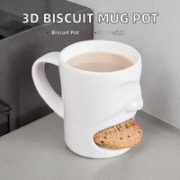 Mug en céramique blanche avec poche à biscuits intégrée, design créatif pour le petit-déjeuner, le lait, le thé, pour la consommation quotidienne à la maison