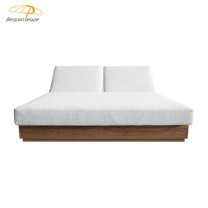 Loisirs bois couleur lit de jour mobilier d'extérieur canapé inclinable Double pliable Chaise longue en aluminium côté piscine <span class=keywords><strong>salon</strong></span> de soleil extérieur - Product Image 5