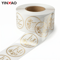 Autocollants PVC Yingao personnalisés, transparents, avec feuille d'or, imperméables, floraux, élégants, raffinés, classiques, intemporels, durables, en rouleau