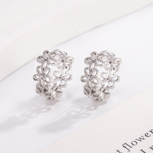 Boucles d'oreilles en titane sans filetage, dos plat, avec perles véritables et argent sterling, pendantes en forme de cerise, boucles d'oreilles pas chères - Product Image 1