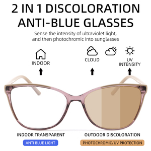 卸売ブルーライトブロッキングフォトクロミックサングラスカスタムロゴ眼鏡アンチブルー光放射フォトクロミックメガネ - Product Image 4