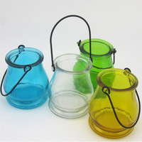 Zakka Botol Gantung Kaca Warna-warni Segar, Wadah Hidroponik Kecil, Vas Lilin, Pot Bunga, Ramah Lingkungan untuk Natal